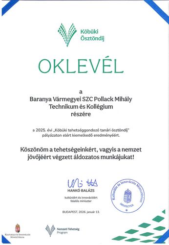 Elismerő oklevél